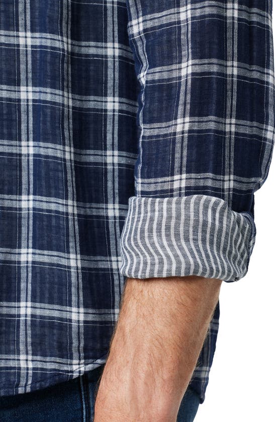 Shop Joe's Oliver Plaid Double Face Cotton Button-up Shirt In True Navy Plaid