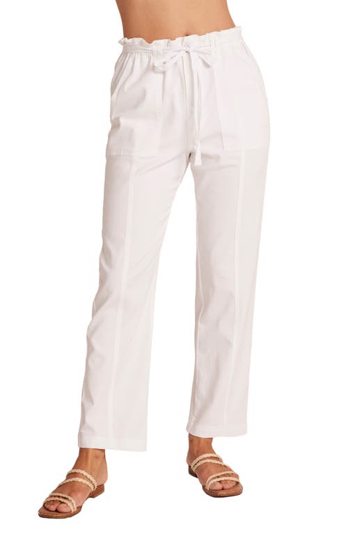 Evi Ruffle Tie Belt Paperbag Waist Pants in White