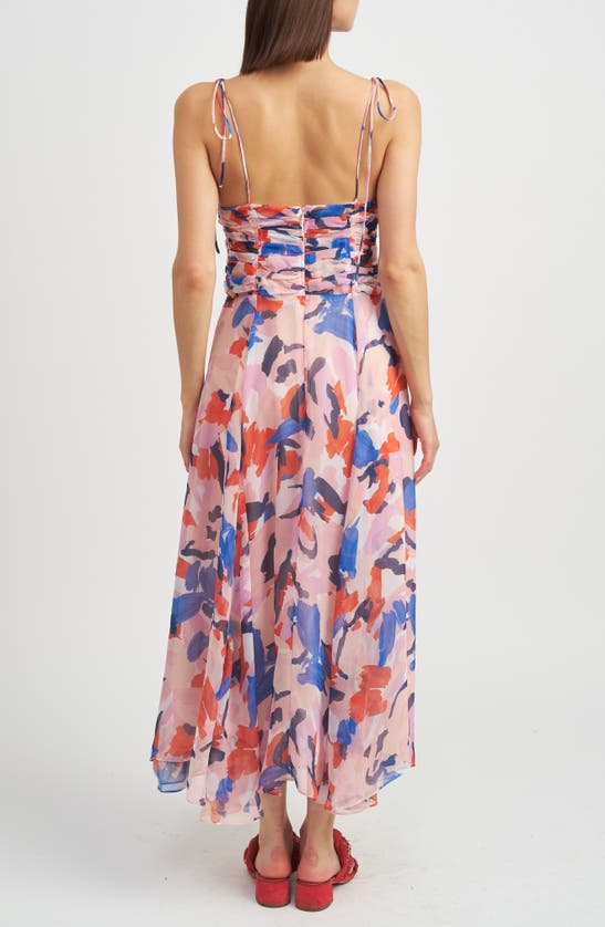 Shop En Saison Arlie Abstract Print Midi Dress In Blush Blue Combo