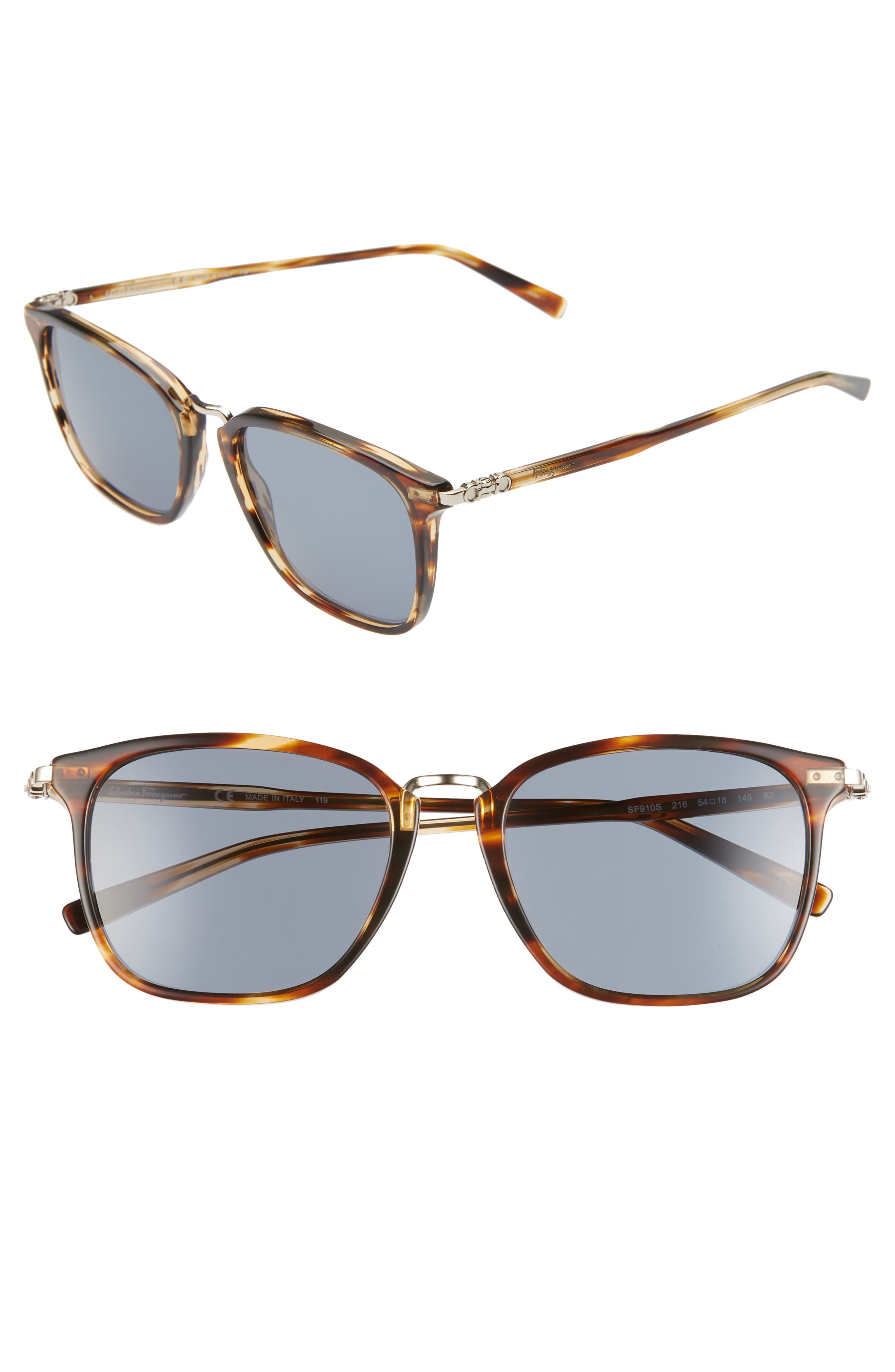 salvatore ferragamo 53mm double bridge square sunglasses