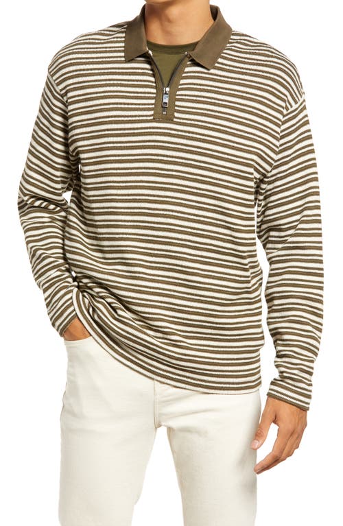 Ted Baker London Beer Stripe Stretch Cotton Polo in Khaki