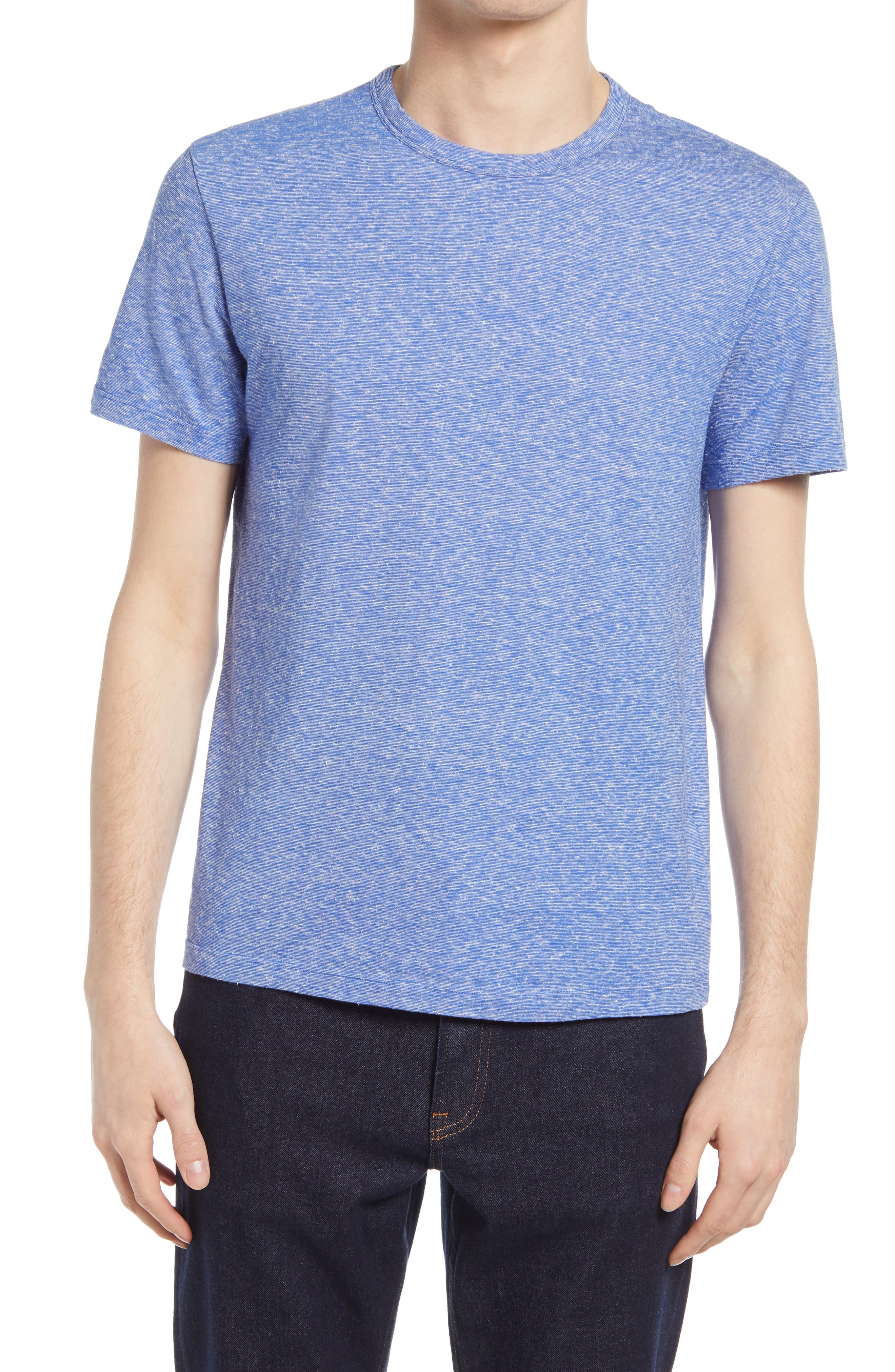 OFFICINE GENERALE SLUB STRIPE COTTON & SILK T-SHIRT