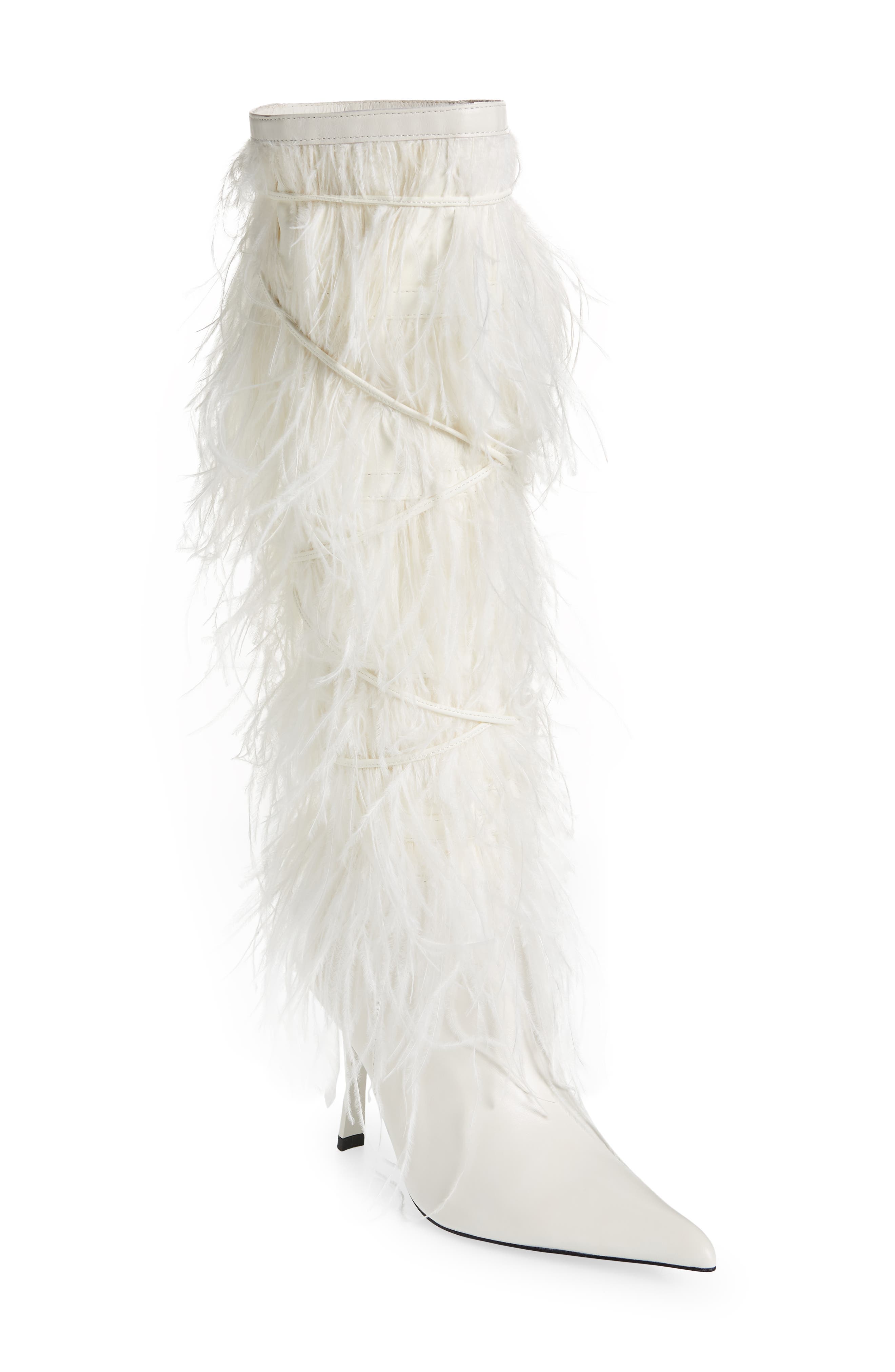 white feather boots