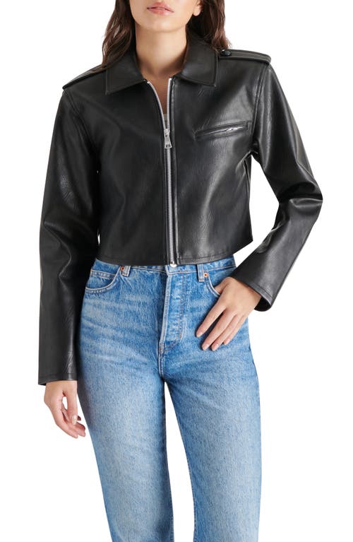 Shop Steve Madden Verone Faux Leather Jacket In Dark Brown