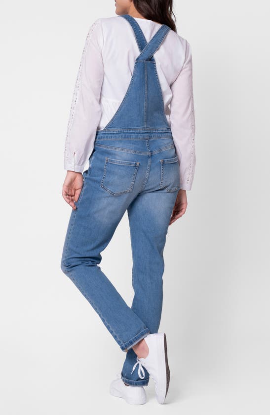 Shop Seraphine Denim Maternity Overalls In Light Blue