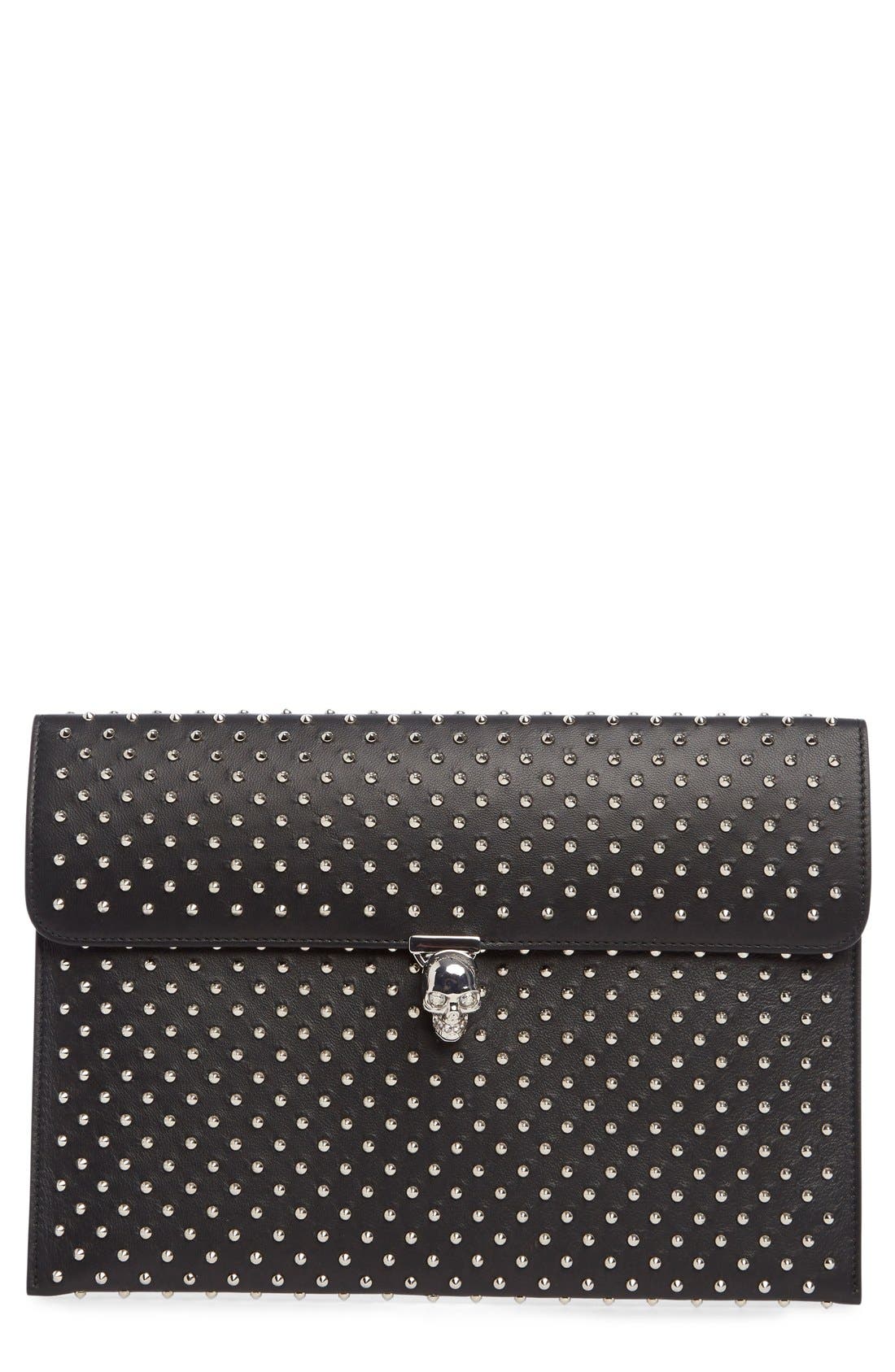 Alexander McQueen Studded Lambskin Leather Envelope Clutch Nordstrom