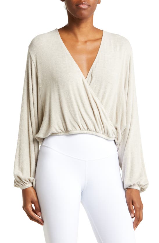 Beyond Yoga Wrapped Up Pullover In Oatmeal