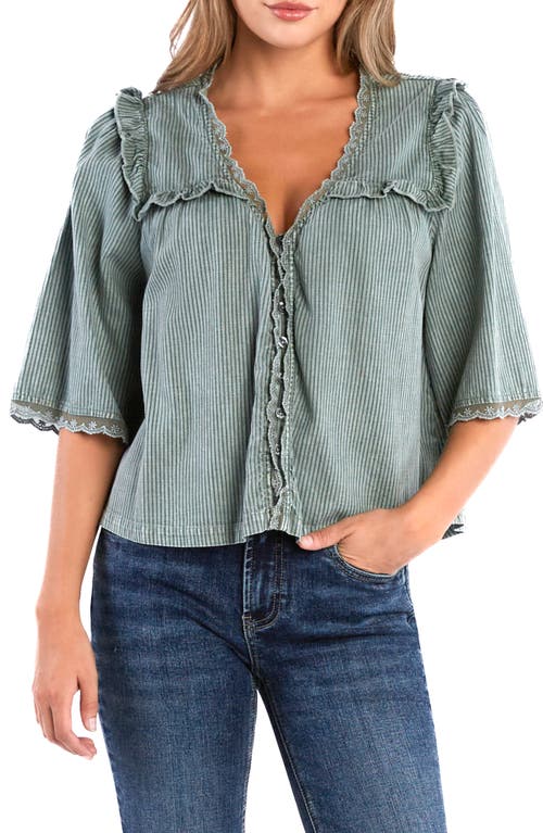 Billy T Juliet Ruffled Shirt In Army Rr Stripe