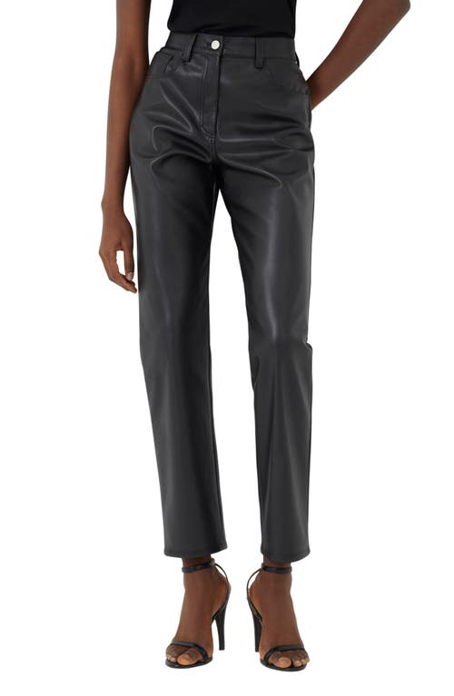 French Connection Etta Palmira Straight Leg Faux Leather Pants in Black