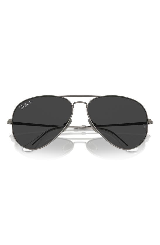 Shop Ray Ban Ray-ban 58mm Polarized Aviator Sunglasses In Gunmetal