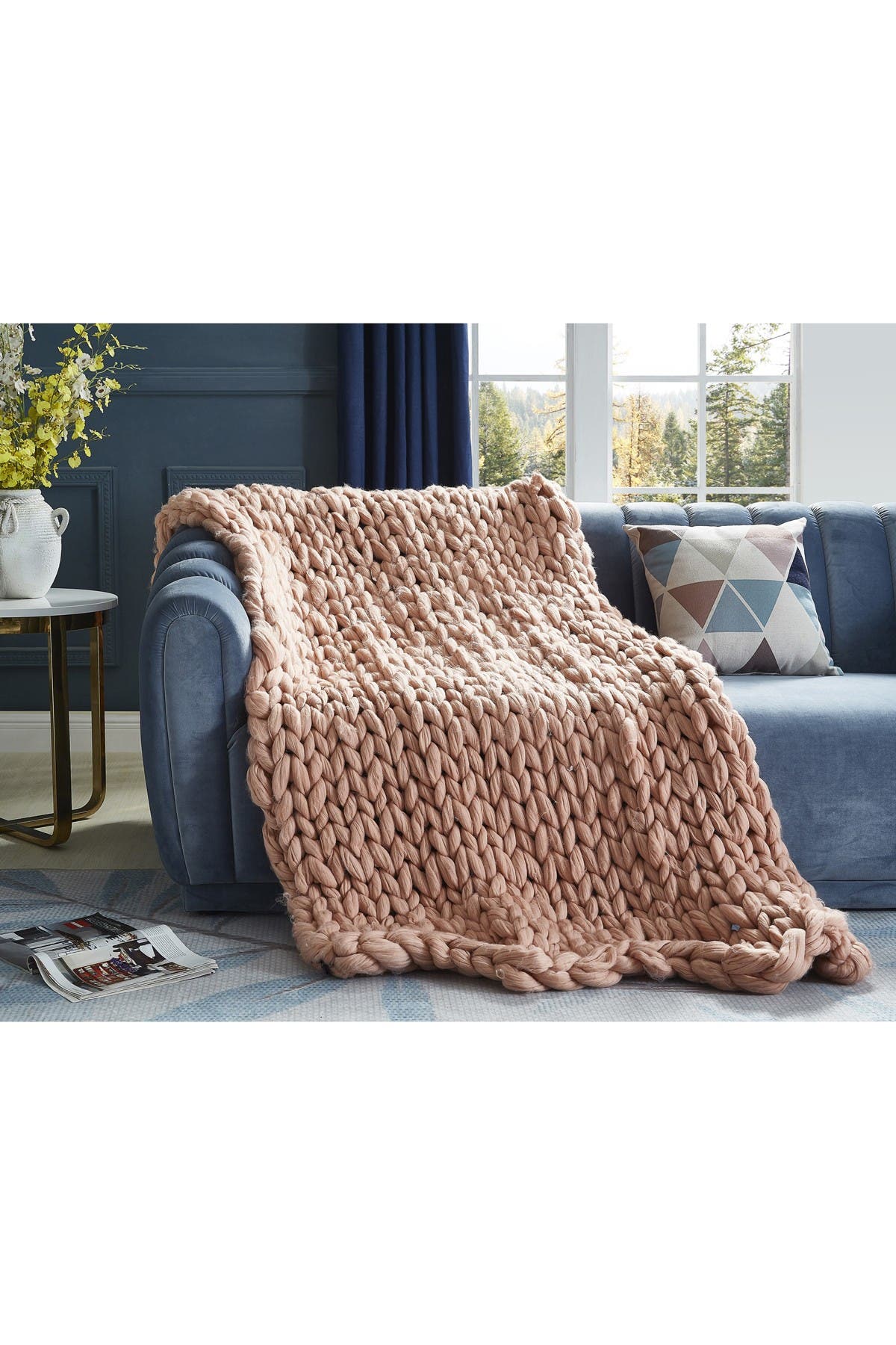 Inspired Home Cozy Tyme Mantisa Chunky Knit Throw 40 X 60 Blush Nordstrom Rack