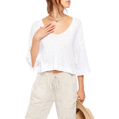 Free People Fresh Start Linen & Cotton Tee, White