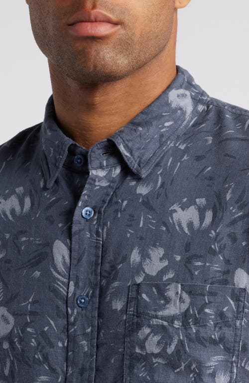 Shop Rails Monaco Short Sleeve Button-up Shirt In Navy Floral Brush