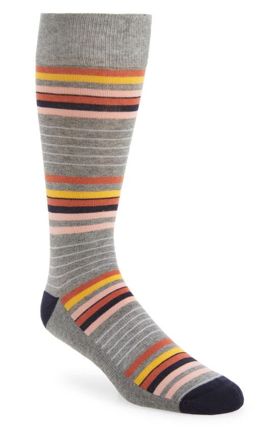 Nordstrom Cushion Foot Dress Socks In Grey Heather Multi Stripe