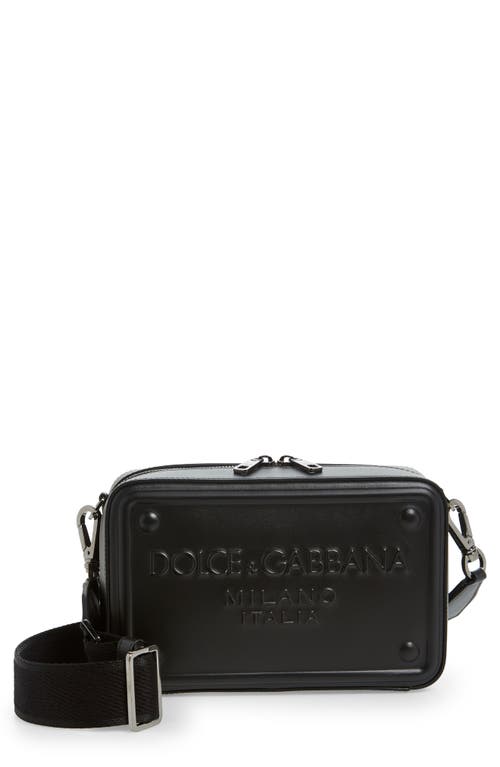 Dolce & Gabbana Embossed Logo Leather Crossbody Bag in Black