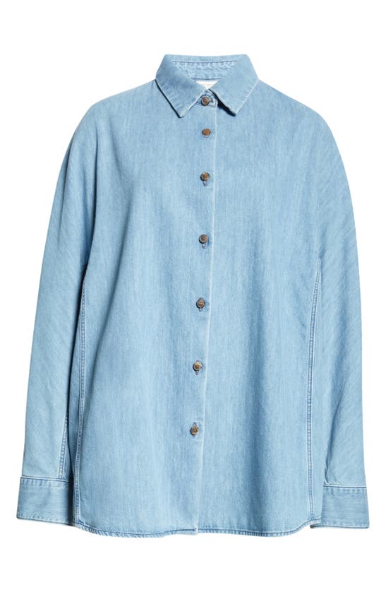 Shop Dries Van Noten Oversize Denim Cocoon Shirt In Light Blue 514