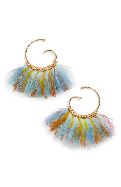 Gas Bijoux Buzios Feather Earrings in Blue Multi