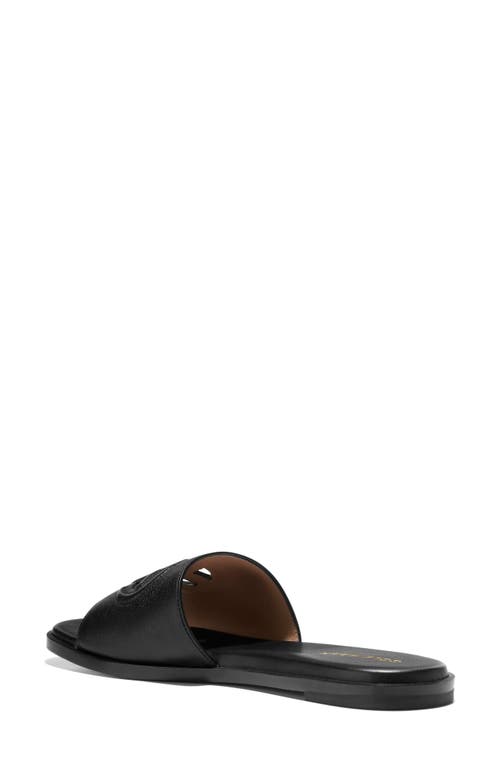 Cole Haan Flynn Logo Slide Sandal In Black Leather