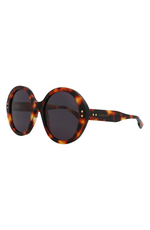 Gucci 54mm Round Sunglasses In Havana Smoke