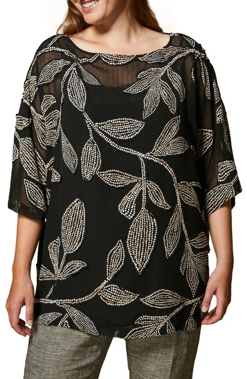 Oversize Floral Burnout Tunic in Black