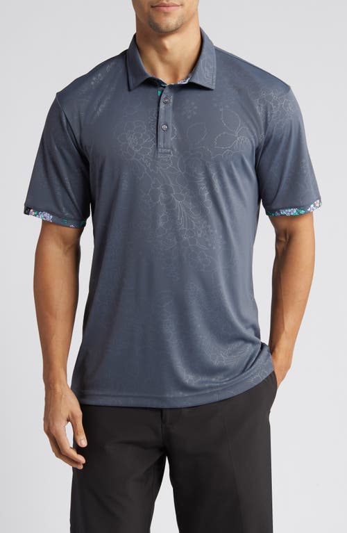 Swannies Lingmerth Floral Golf Polo in Graphite at Nordstrom, Size Medium