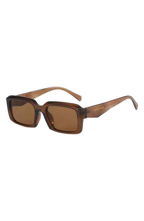 Fifth & Ninth Danni 70mm Oversize Polarized Rectangular Sunglasses In Brown