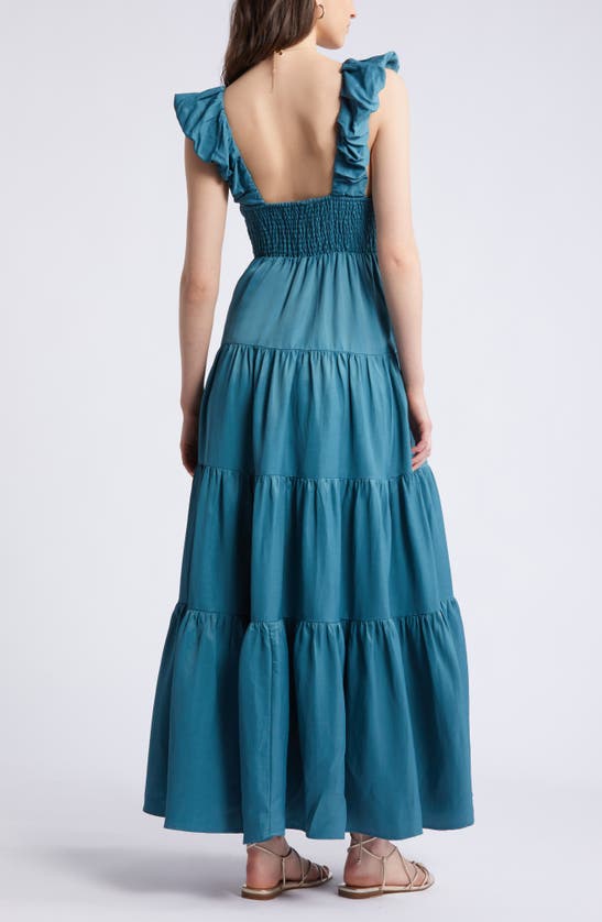 Shop Nordstrom Ruffle Tiered Sundress In Teal Hydro