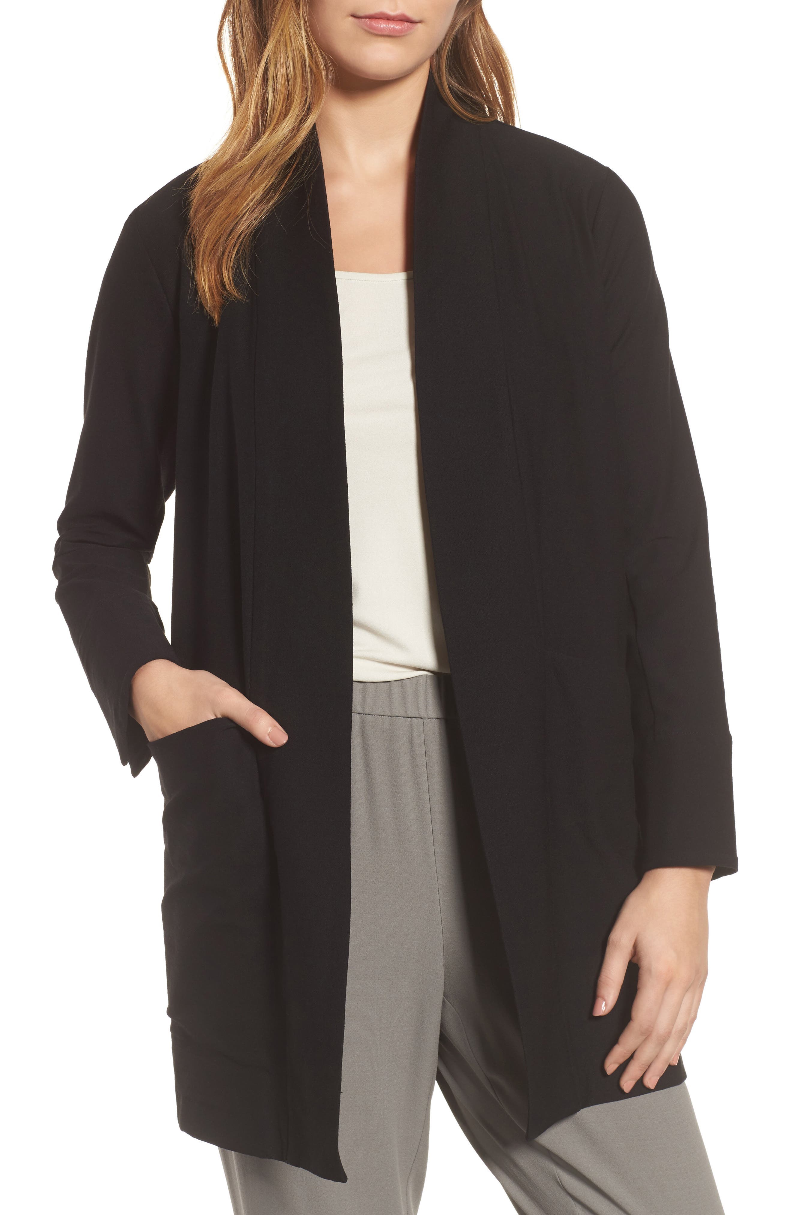 eileen fisher black kimono jacket