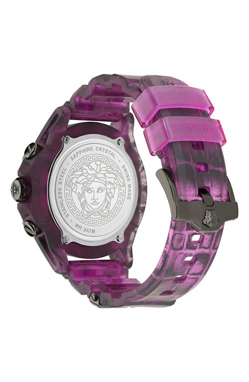 Shop Versace Icon Active Chronograph Silicone Strap Watch, 44mm In Transparent Pink