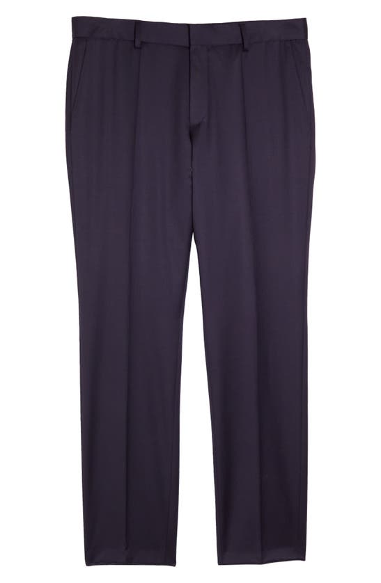 Hugo Boss Boss Genius Slim Fit Flat Front Wool Dress Pants In Blue