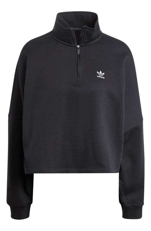 Shop Adidas Originals Essentials Half Zip Sweatshirt In Black