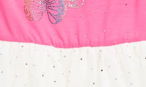 Shop Zunie Kids' Butterfly Tulle Dress In Pink/ivory