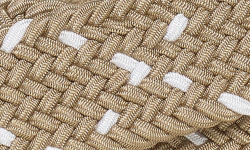 Shop Johnston & Murphy Woven Stretch Knit Belt In Khaki/white