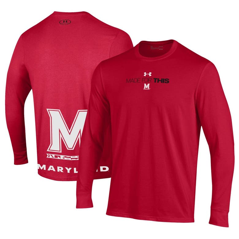 Shop Under Armour Unisex   Red Maryland Terrapins 2024 On-court Bench Unity Performance Long Sleeve T-shir