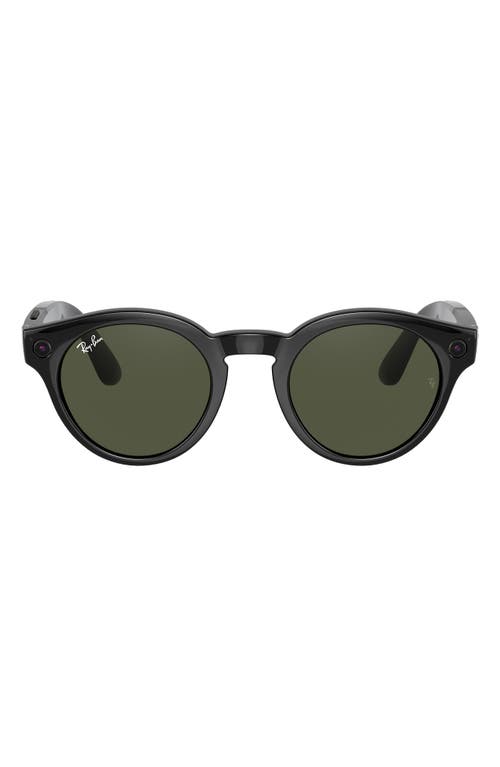 EAN 8056597489607 product image for Ray-Ban Stories 48mm Gradient Round Smart Glasses in Black/Dark Green at Nordstr | upcitemdb.com