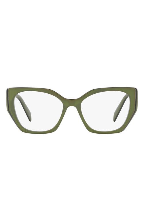 Prada 54mm Square Optical Glasses in Dark Green at Nordstrom