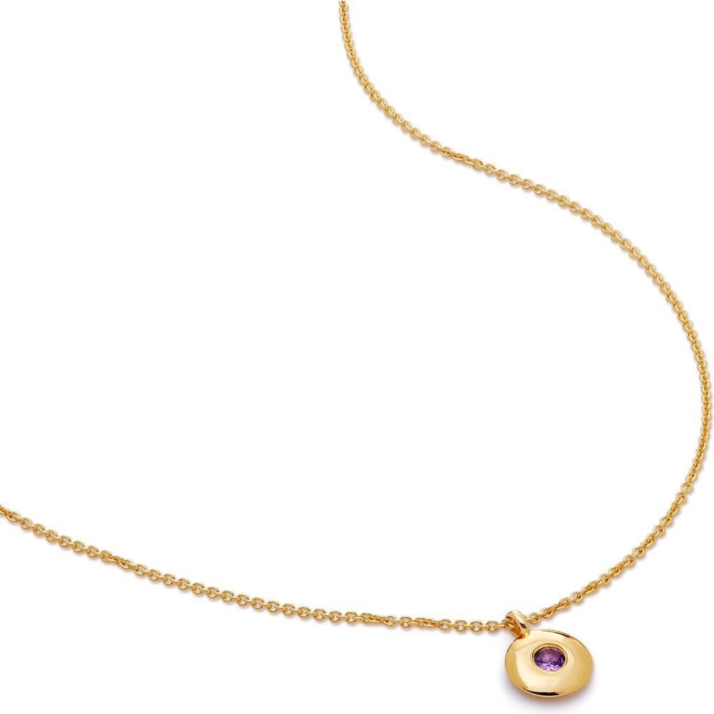 Monica Vinader February Birthstone Amethyst Pendant Necklace In Gold