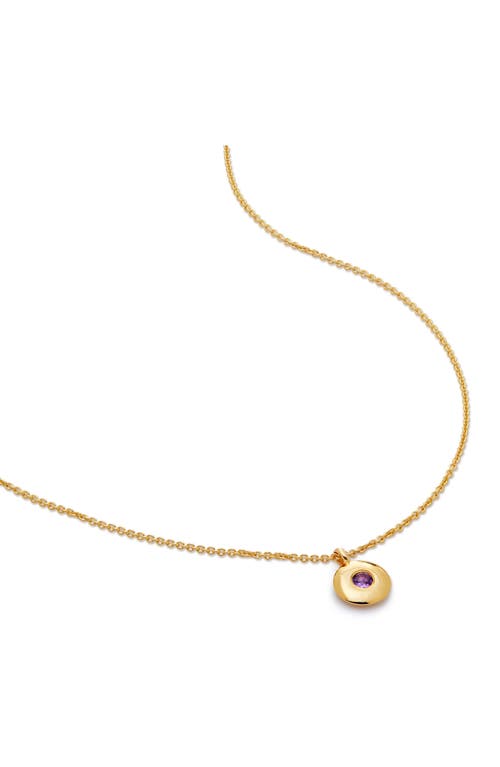 Monica Vinader February Birthstone Amethyst Pendant Necklace in 18K Gold Vermeil/February at Nordstrom