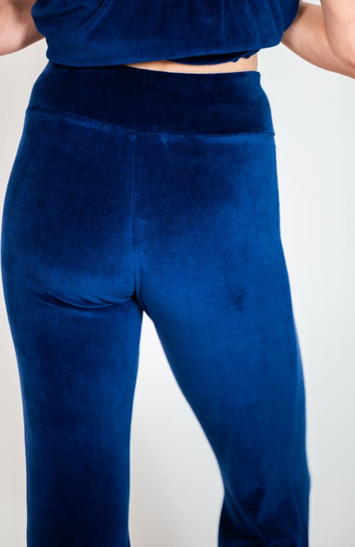 Jjwinks Velour Flare High Waist Holiday Pants In Sapphire
