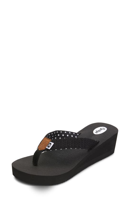 Floopi Comfort Sponge Wedge Sandal In Black
