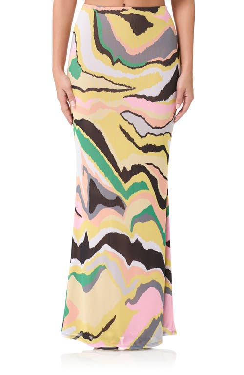 Tegan Print Maxi Skirt in Soft Linear Abstract