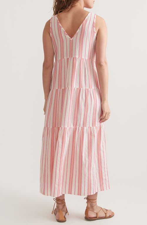 Marine Layer Corinne Stripe Sleeveless Maxi Dress In Pink Dobby