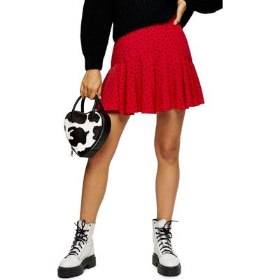 Topshop Mini Heart Flounce Skirt, US (fits like 6-8) - Red