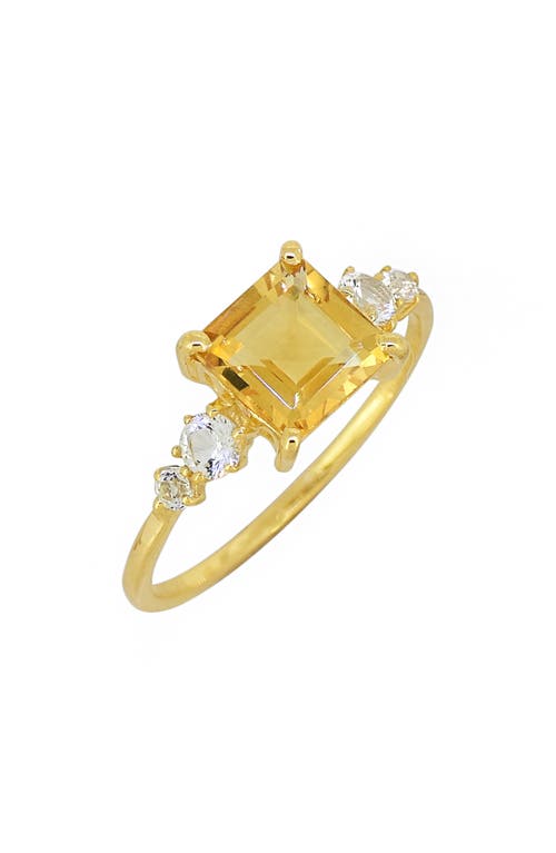 Ys Gems Citrine & White Topaz Ring In Yellow Gold
