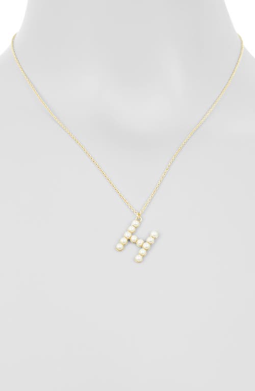 Meshmerise Imitation Pearl Initial Pendant Necklace In Yellow-h