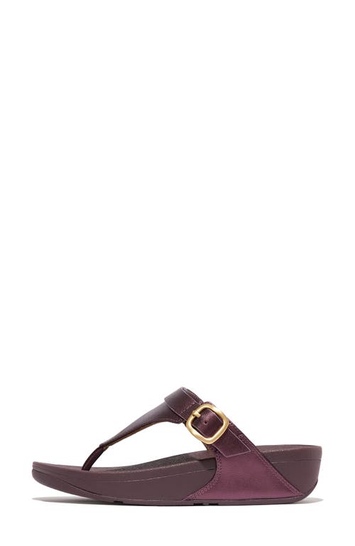 Shop Fitflop Lulu Platform Wedge Flip Flop In Metallic Mauve Wine