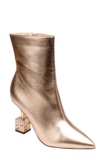Lady Couture Crown Pointed Toe Bootie In Gold
