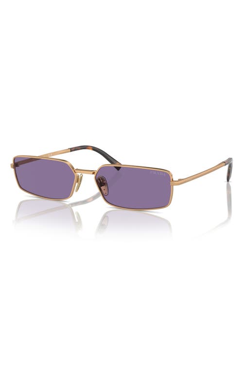 Shop Prada 59mm Rectangular Sunglasses In Brass/purple