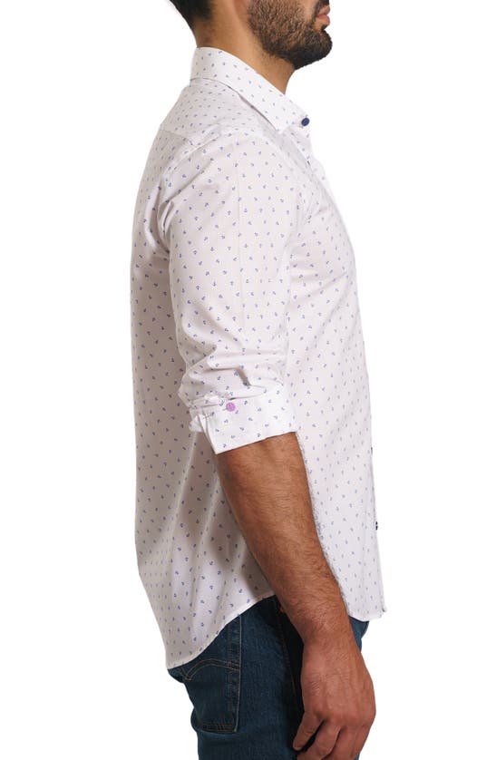 Shop Jared Lang Trim Fit Anchor Print Button-up Shirt In White