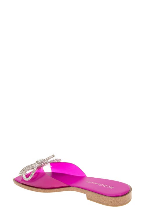Bcbgeneration Laffi Womens Bow Man Made Slide Sandals In Viva Pink